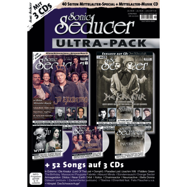 Sonic Seducer Mittelalter Ultrapack 02/2020 (04+05/20) mit 40 Seiten Mittelalter-Special sowie Titelstories zu In Extremo & Die Kreatur +52 Songs auf 3 CDs @ Sonic Seducer